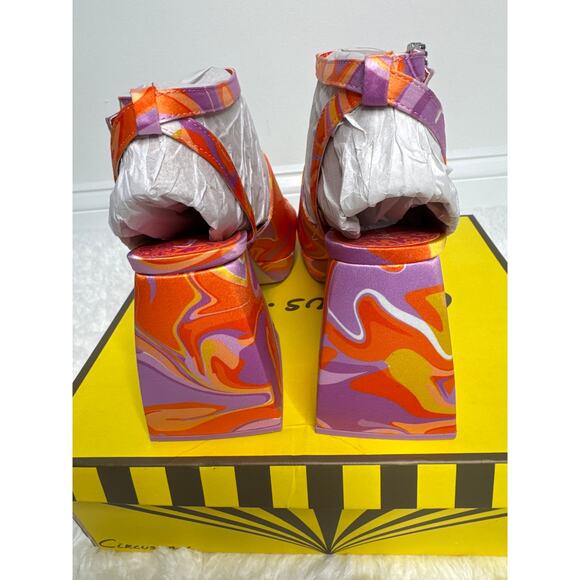 NWT Circus NY Sam Edelman Miranda Jewel Orange Multi Platform Heels 8.5 - Picture 10 of 15